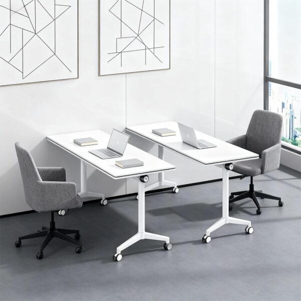Folding Conference Table with Wheels, Flip Top Mobile Desk with Locking Silent Casters - Space Saving Rolling Table for Training Room, Office, Classroom, Conference Room,1 Pack
