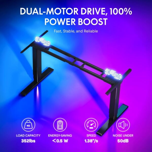 FLEXISPOT CyberX 63 Inch RGB LED Electric Gaming Standing Desk, Dual Motor 3-Stage Adjustable Desk up to 352 lbs, Large Ergonomic Computer Workstation for Gamers, Streamers & Home Studios (Black)