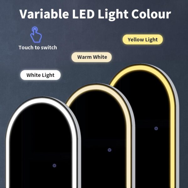 VooBang 56"x21" LED Mirror Full Length - Arched Floor Body Mirror with Dimmable Lights - 3 Color Modes, Standing Leaning Wall Mounted for Bedroom, Dressing Room