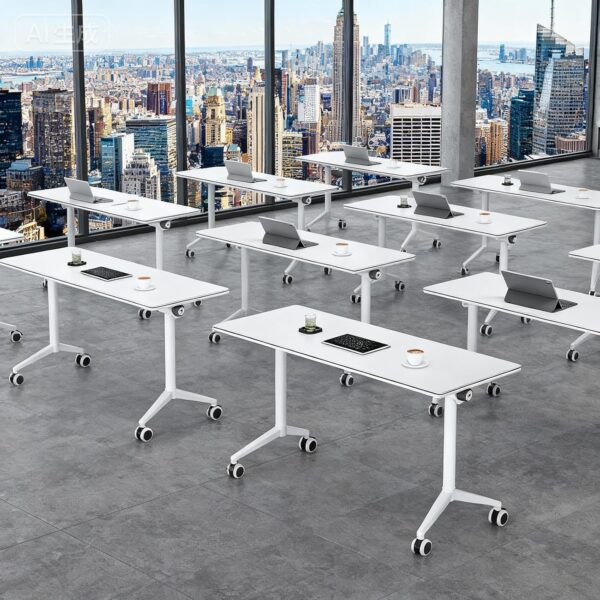 Folding Conference Table with Wheels, Flip Top Mobile Desk with Locking Silent Casters - Space Saving Rolling Table for Training Room, Office, Classroom, Conference Room,1 Pack