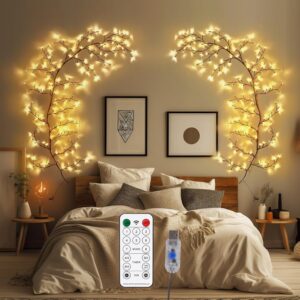 Enchanted Willow Vine Lights for Home Decor with 160LEDs, 8.2FT Wall Decoration Light with 8 Remote Control Modes (Brown)(1PCS)