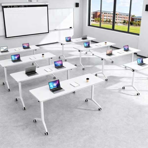 Folding Conference Table with Wheels, Flip Top Mobile Desk with Locking Silent Casters - Space Saving Rolling Table for Training Room, Office, Classroom, Conference Room,1 Pack