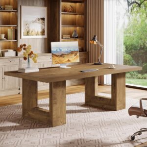 Tribesigns Home Office Desk, 62.99" Large Farmhouse Executive Desk, Computer Table for Office, Conference Room, Study Room (Walnut)