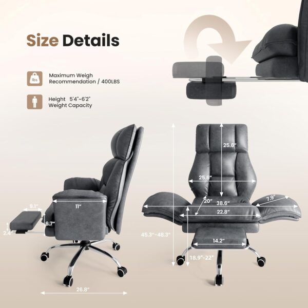 71-G1SiBw-L._AC_SL1500_.jpg Big and Tall Office Chair, Flip Armrests for Pets & Cross Legged Sitting, Executive Ergonomic Computer Gaming Chair with Foot Rest, Teddy Fleece Wide Seat Reclining Desk Chair