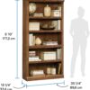 Sauder 5-Shelf Split Bookcase/ Book shelf, Oiled Oak finish