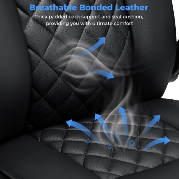 Big and Tall Office Chair 450lbs Heavy Duty Ergonomic Executive Desk Chair with Adjustable Lumbar Support High Back Home Computer Leather Chair with Padded Flip-up Arms for Heavy People Black