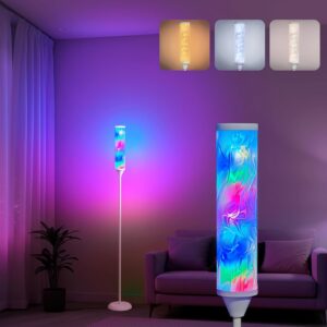 WORLD WIN Prism Glow Floor Lamp with Watter Ripple, Smart RGB LED Corner Floor Lamp with APP & Remote Control, 16M+ and 3 Color Temperatures, Music Sync, Modern Standing Lamps for Living Room Bedroom