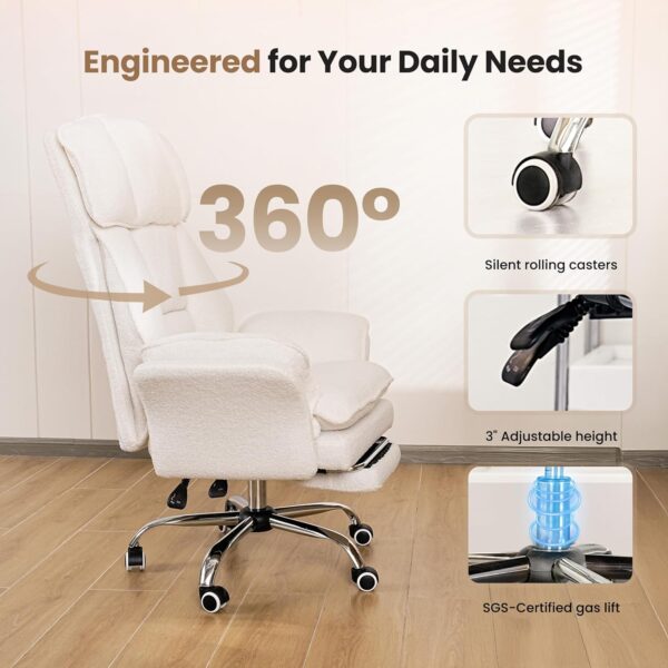 81UWaLhCxSL._AC_SL1500_.jpg Big and Tall Office Chair, Flip Armrests for Pets & Cross Legged Sitting, Executive Ergonomic Computer Gaming Chair with Foot Rest, Teddy Fleece Wide Seat Reclining Desk Chair