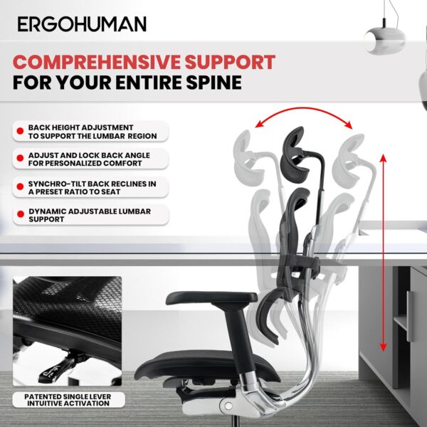 81YuC70E3nL._AC_SL1500_.jpg Ergohuman Eurotech ME7ERG GEN2 High Back Mesh Office Chair with Tilt Tension Control, Tilt Lock, Back Angle, Back Height, Synchro Tilt, Seat Height, Seat Depth, and Arm Height Adjustments, Black