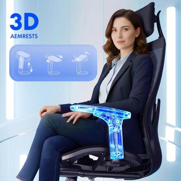 FLEXISPOT MasterEase Massage Office Chair, High Back Ergonomic Desk Chair with Adjustable Headrest, 3D Armrests, 2D Lumbar Heated Massage, 4-Position Recline, Foam Seat, Black