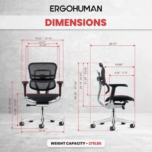 81eBnBAJAL._AC_SL1500_.jpg Ergohuman Eurotech ME8ERG GEN2 High Back Mesh Office Chair with Tilt Tension Control, Tilt Lock, Back Angle, Back Height, Synchro Tilt, Seat Height, Seat Depth, and Arm Height Adjustments, Black
