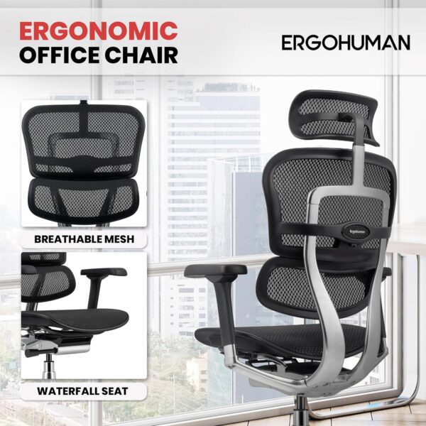 91mjICfNq-L._AC_SL1500_.jpg Ergohuman Eurotech ME7ERG GEN2 High Back Mesh Office Chair with Tilt Tension Control, Tilt Lock, Back Angle, Back Height, Synchro Tilt, Seat Height, Seat Depth, and Arm Height Adjustments, Black