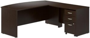 Bush Business Furniture Series C 72W Bow Front L Shaped Desk with 42W Return and Mobile File Cabinet in Mocha Cherry, Executive Computer Table for Home or Professional Office