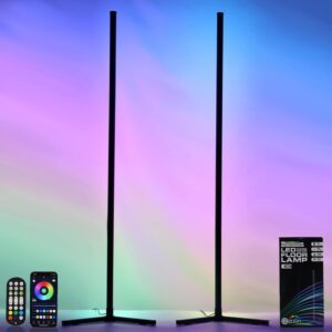 61OSfMN9vsL._AC_SL1500_.jpg 2 Pack Corner Floor Lamp – 57'' Tall RGB Lamp Modern Mood Lighting with 88 LEDs, Bluetooth App Control, and Sturdy Base for Effortless Setup