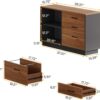 Tribesigns 3 Drawer File Cabinet with 2 Open Shelves, Modern 39" Lateral Filing Cabinet for Letter/Legal Documents, Wood Office Storage Credenza for Home Office or Business, Brown & Black
