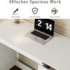 48”White Computer Desk with 3 Drawers, Modern Office Desk with Storage, Small Writing Desk for Bedroom, Living Room, Office