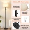 【Upgraded】 Dimmable Floor Lamp for Living Room, 1000 Lumens LED Bulb Included, Modern Floor Lamps Simple Design with Linen Shade, Tall Standing Lamp for Bedroom Office Dining Room, Black Pole Lamp