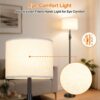 【Upgraded】 Dimmable Floor Lamp for Living Room, 1000 Lumens LED Bulb Included, Modern Floor Lamps Simple Design with Linen Shade, Tall Standing Lamp for Bedroom Office Dining Room, Black Pole Lamp