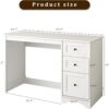 48”White Computer Desk with 3 Drawers, Modern Office Desk with Storage, Small Writing Desk for Bedroom, Living Room, Office