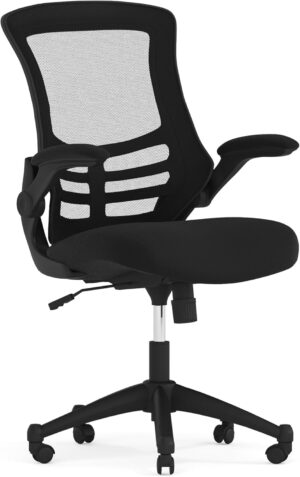 71p1a8xA3L._AC_SL1500_.jpg Flash Furniture Kelista Mid-Back Swivel Office Chair with Adjustable Seat Height, Ergonomic Mesh Desk Chair with Flip-Up Armrests, Black