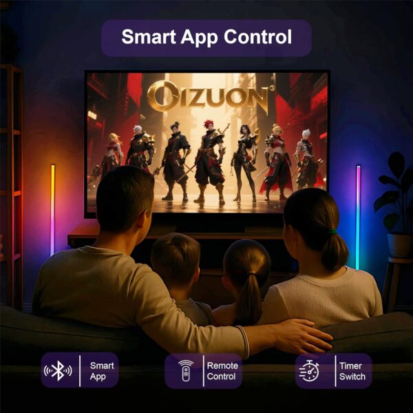 2 Pack Corner Floor Lamp – 57'' Tall RGB Lamp Modern Mood Lighting with 88 LEDs, Bluetooth App Control, and Sturdy Base for Effortless Setup