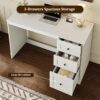 48”White Computer Desk with 3 Drawers, Modern Office Desk with Storage, Small Writing Desk for Bedroom, Living Room, Office