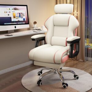 91ydxIvclAL._AC_SL1500_.jpg Executive Computer Chair Home Office Desk Chair,Adjustable Angle, Ergonomic Adjustable Height PU Leather Chairs with Cushions Armrest for Long Time Seating-High Office Chair with Footrest