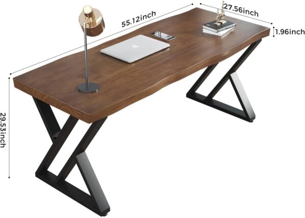61amMwgdZWL._AC_SL1500_.jpg Rustic Style Solid Wood 55-inch Computer Desk - Large Office Desk for Home Office, Modern and Simple Design, Ideal for Study, Writing, Dining